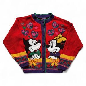 Vintage Disney Mickey & Minnie Mouse Cardigan Sweater - Kids 10/12